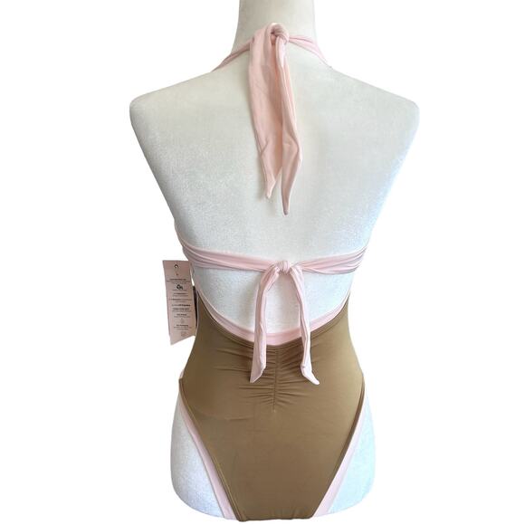 We Are HAH Swimsuit Bodysuit Free People Pull It Thru Bodycon Gold Size Small - Picture 3 of 11